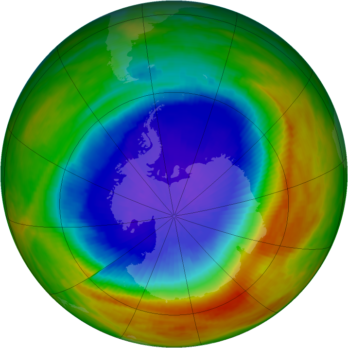 Antarctic ozone map for 16 October 1991
